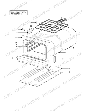Взрыв-схема плиты (духовки) Electrolux EOU6330X - Схема узла H10 Grill cavity assy